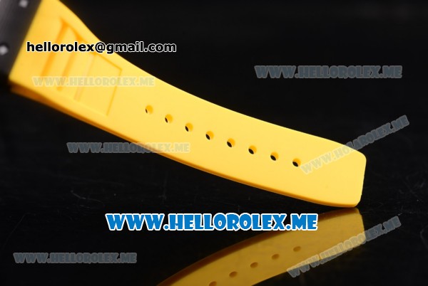 Richard Mille RM 11-03 Swiss Valjoux 7750 Automatic PVD Case with Skeleton Dial and Yellow Rubber Strap Arabic Numeral Markers - Click Image to Close